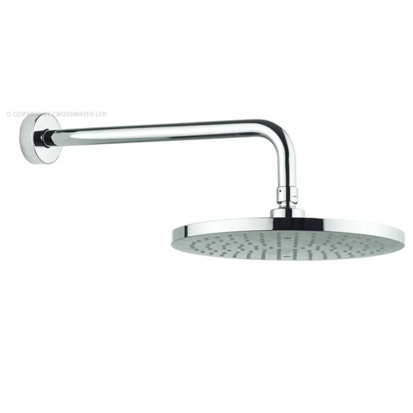 Crosswater Fusion Fixed Head 250mm & Wall Arm Round Chrome detail view - Image 1