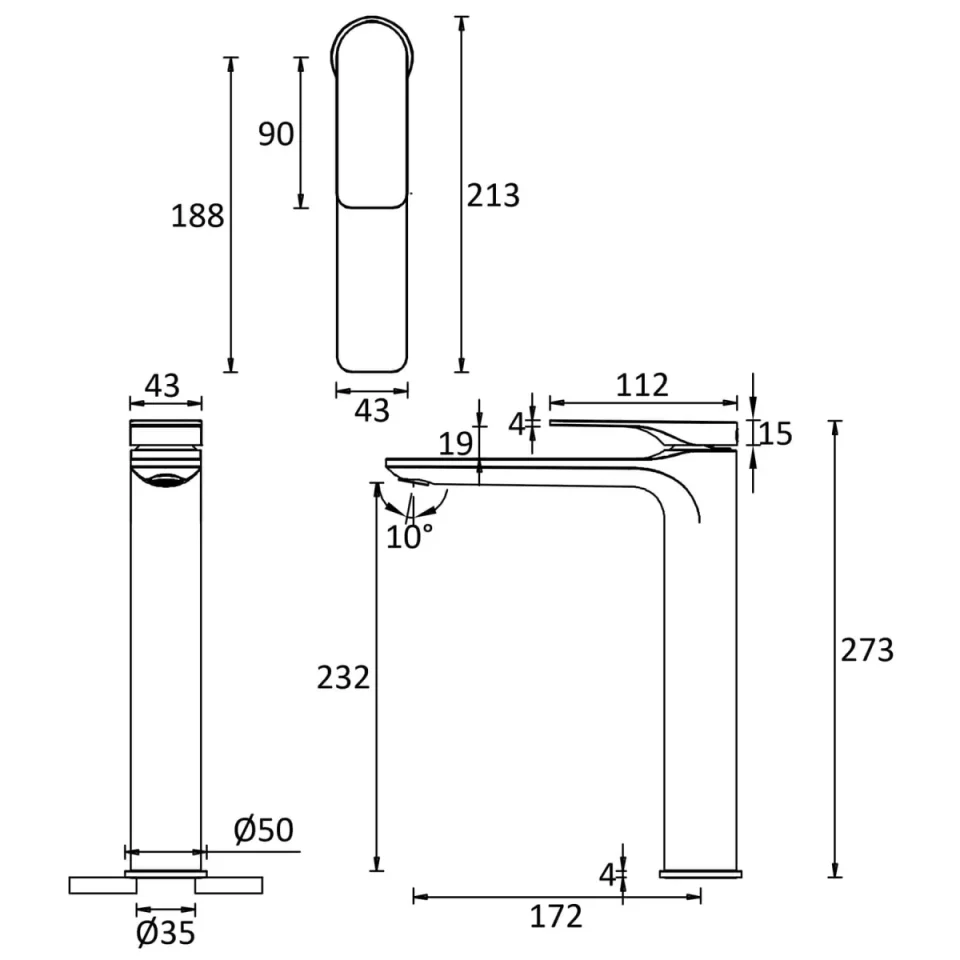 Crosswater Fuse Basin Monobloc With Clicker Waste Chrome detail view - Image 3