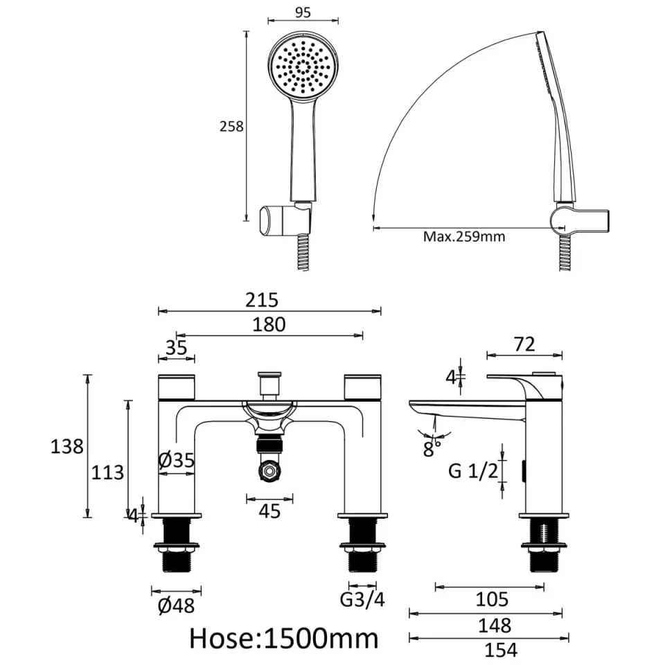Crosswater Fuse Bath Filler Chrome detail view - Image 2