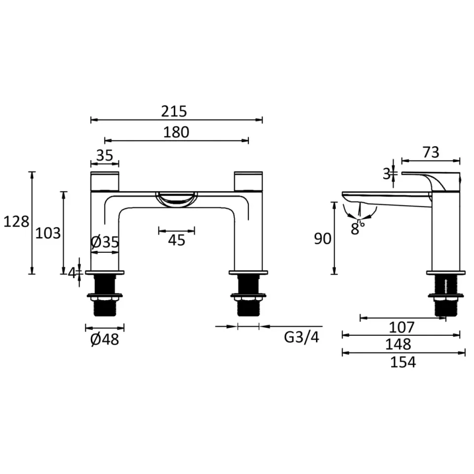 Crosswater Fuse Bath Filler Matt Black detail view - Image 2
