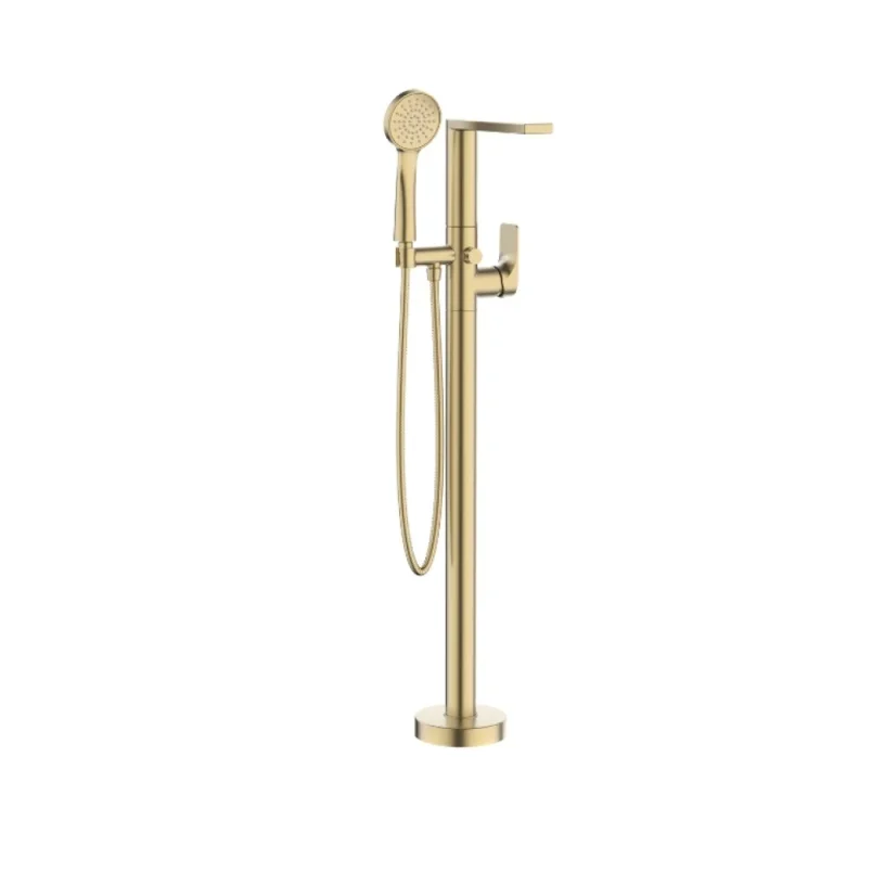 Crosswater Fuse Bath Shower Mixer Floor Standing Brushed Brass detail view - Image 1