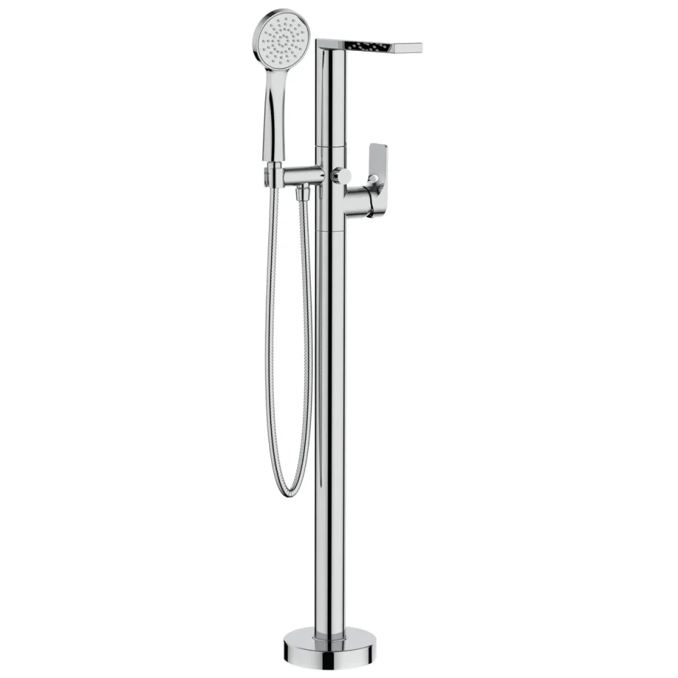 Crosswater Fuse Bath Shower Mixer Floor Standing Chrome detail view - Image 1