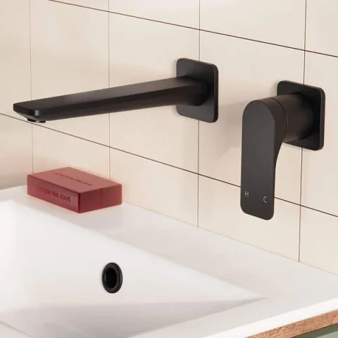 Crosswater Fuse 2 Hole Basin Set Matt Black detail view - Image 2