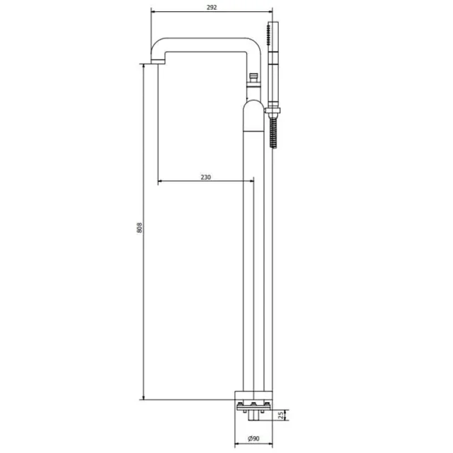 Crosswater Free Standing Bath Filler & Shower Kit detail view - Image 2