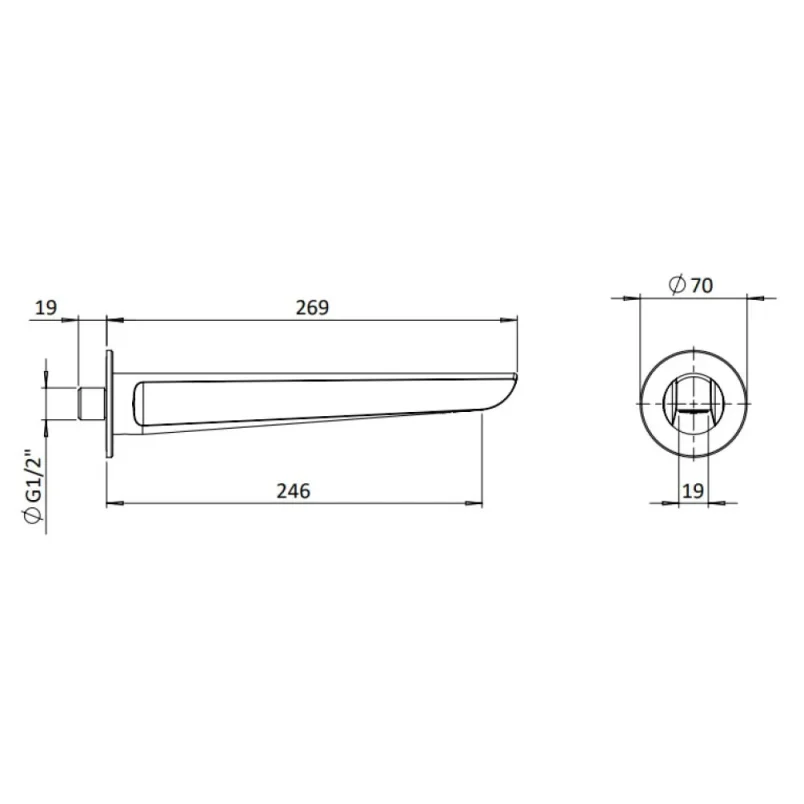 Crosswater Foile Bath Spout Brushed Brass detail view - Image 2