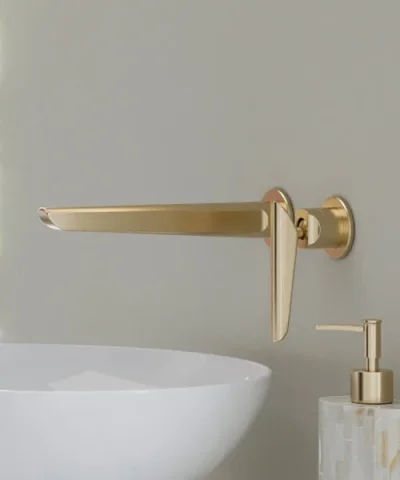 Crosswater Foile Basin 2 Hole Set Brushed Brass detail view - Image 3