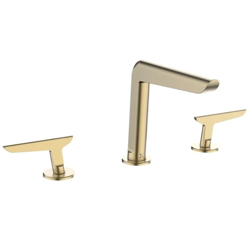 Crosswater Foile Basin 3 Hole Set Brushed Brass detail view - Image 1