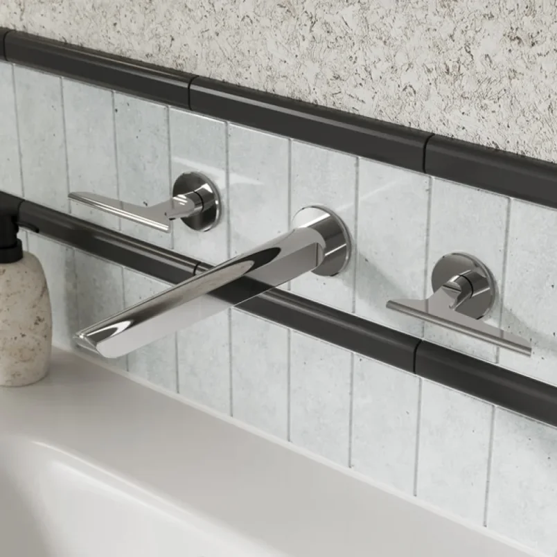 Crosswater Foile Basin 3 Hole Set Chrome detail view - Image 2