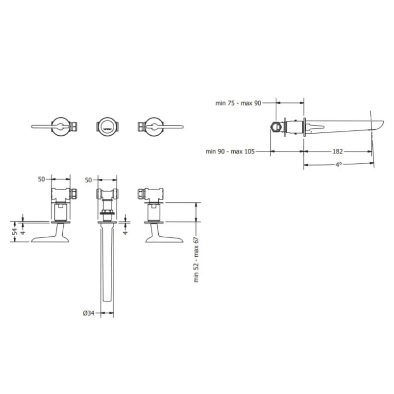 Crosswater Foile Basin 3 Hole Set Chrome detail view - Image 3
