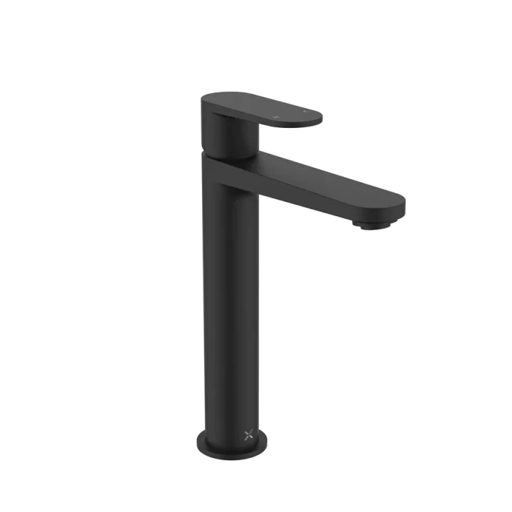 Crosswater Drift Tall Basin Monobloc With Clicker Waste Matt Black detail view - Image 1