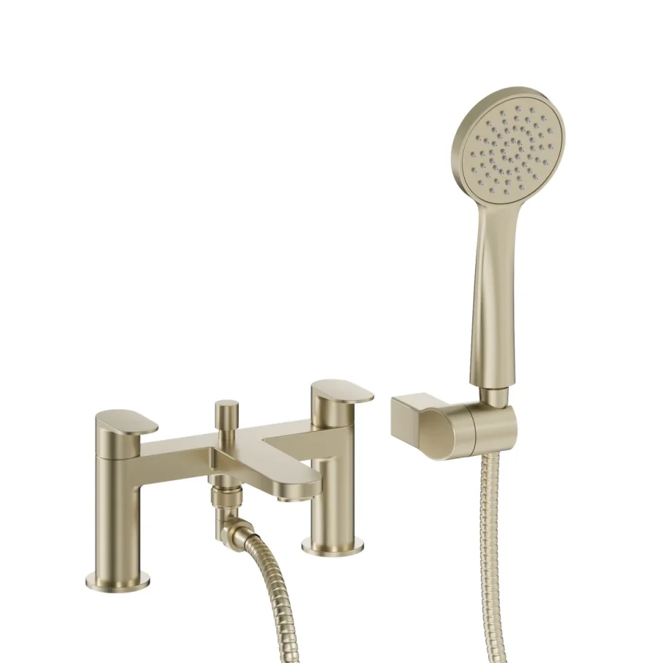 Crosswater Drift Bath Shower Mixer Brushed Brass detail view - Image 1