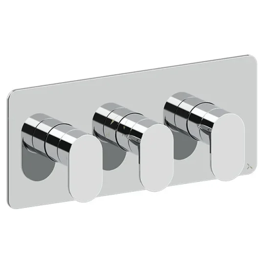 Crosswater Drift 2 Outlet 3 Handle Landscape Valve & Trimset Chrome detail view - Image 1