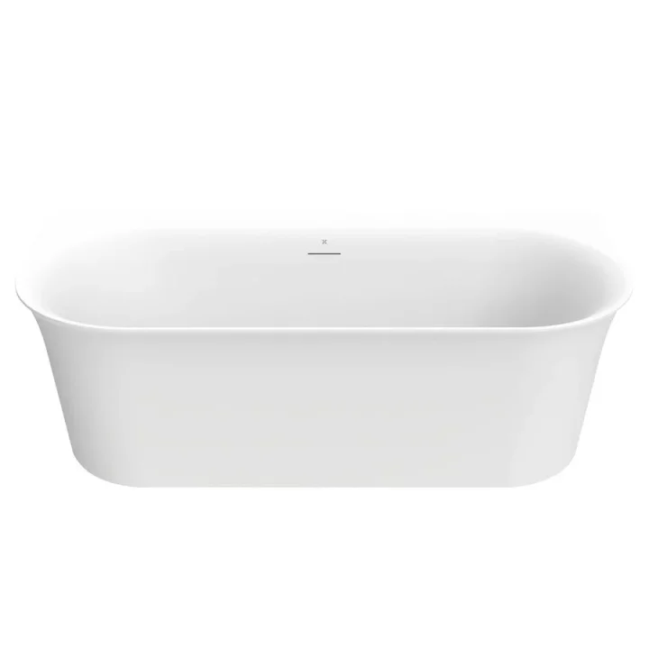 Crosswater Cursa Back to Wall Bath with Overflow and Waste 1700 x 800mm Matt White detail view - Image 1