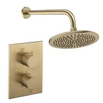 Crosswater Crossbox Shower Set 4 Brushed Brass 300mm
