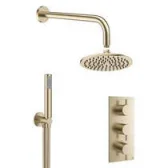 Crosswater Crossbox Shower Set 3 Brushed Brass 200mm
