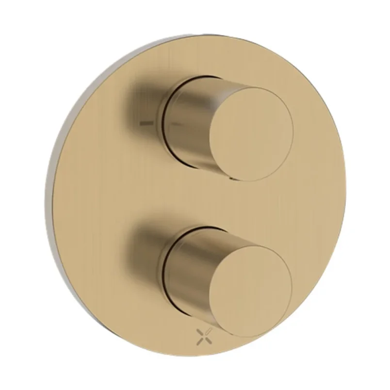 Crosswater Crossbox Lazo 2 Outlet Trim & Levers Brushed Brass detail view - Image 1