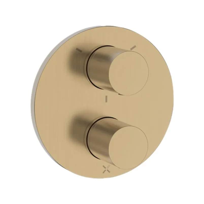 Crosswater Crossbox Lazo 3 Outlet Trim & Levers Brushed Brass detail view - Image 1