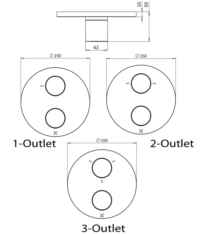 Crosswater Crossbox Lazo 3 Outlet Trim & Levers Brushed Brass detail view - Image 2