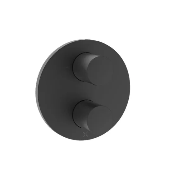 Crosswater Crossbox Lazo 3 Outlet Trim & Levers Matt Black detail view - Image 1