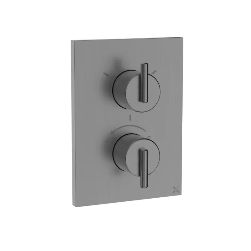 Crosswater Crossbox 3ONE6 3 Outlet Trim & Levers Stainless Slate detail view - Image 1