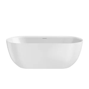 Crosswater Cerus Free Standing Bath with Overflow and Waste 1690 x 780mm Gloss White