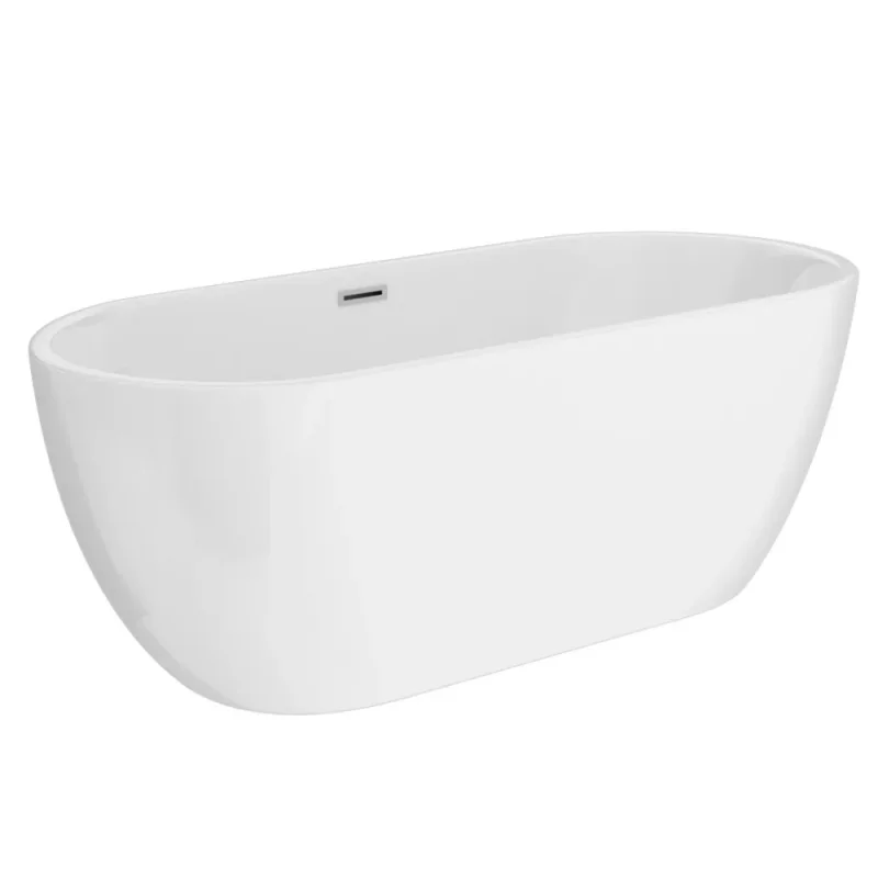 Crosswater Carne Free Standing Bath with Overflow and Waste 1500 x 750mm Matt White detail view - Image 1