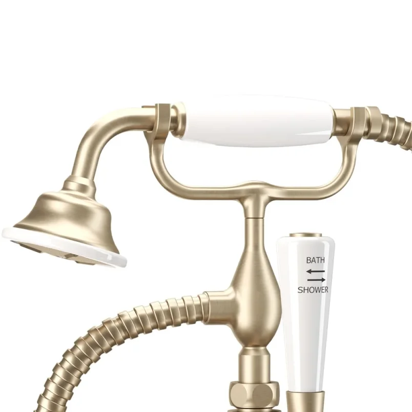 Crosswater Belgravia Wall Unions Brushed Brass detail view - Image 2