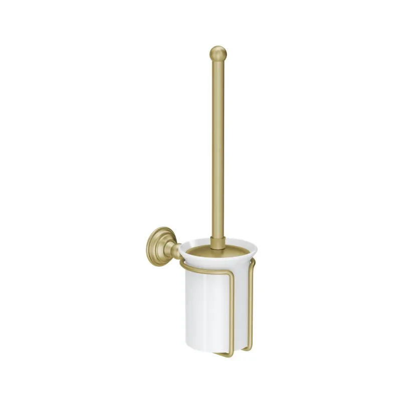 Crosswater Belgravia Toilet Brush Holder Brushed Brass detail view - Image 1