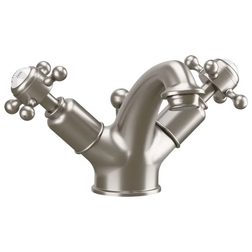 Crosswater Belgravia Crosshead Mono Mixer With Pop Up Waste Brushed Nickel detail view - Image 1