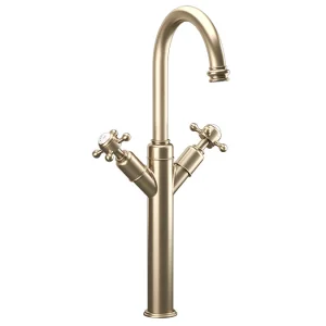 Crosswater Belgravia Crosshead Tall Basin Mixer Deck Mounted With Pop Up Waste Brushed Nickel