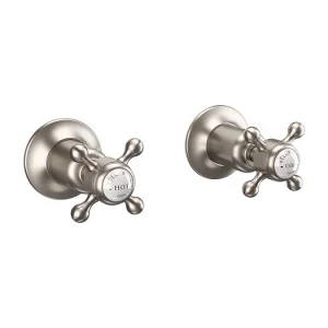 Crosswater Belgravia Crosshead Wall Stop Taps Brushed Nickel