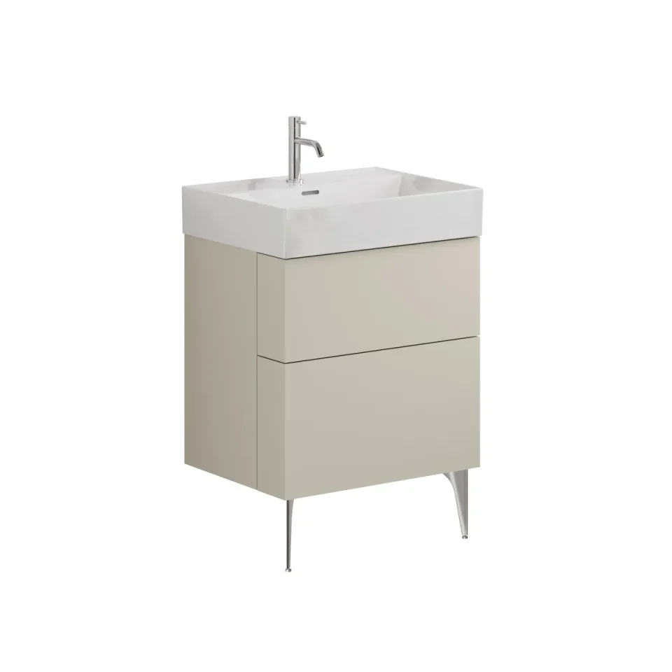 Crosswater Avenue Two Drawer Wall Hung Vanity 600mm Warm Stone detail view - Image 1