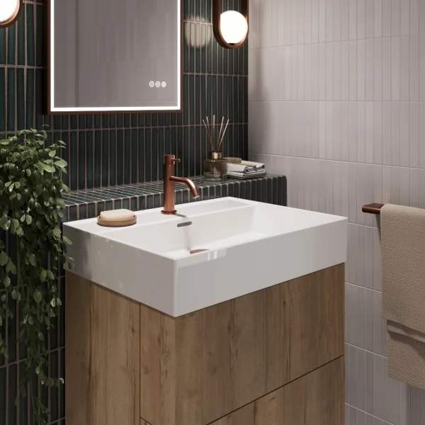 Crosswater Avenue Basin 1 Tap Hole Tall Ceramic Basin 600mm White