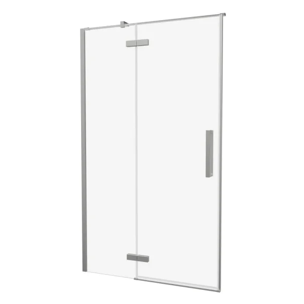 Crosswater Asura Hinged Door with Inline Fixed Panel 1400 Brushed Nickel