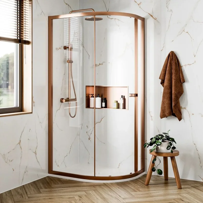 Crosswater 6mm Quadrant Single Door 1000 x 800 Brushed Bronze detail view - Image 1