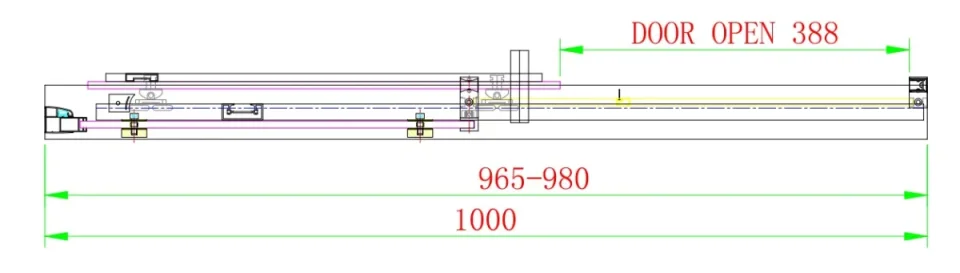 Eastbrook Corniche 2000x1000 8mm Semi-frameless Sliding Door Chrome technical drawing - Image 3