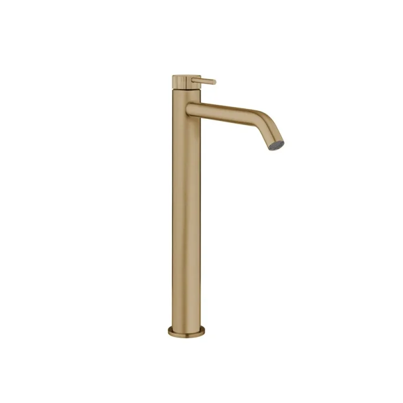 Crosswater 3ONE6 Tall Basin Mono Stainless Brushed Brass Effect detail view - Image 1