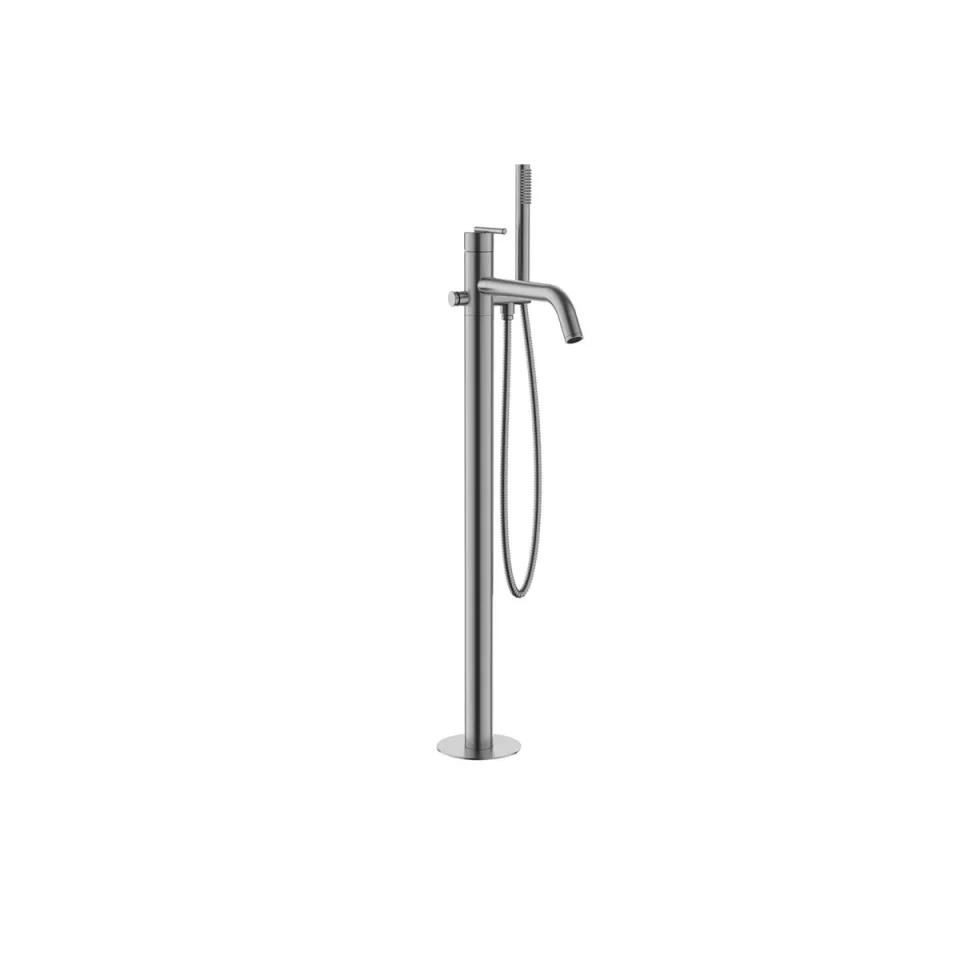 Crosswater 3ONE6 Lever Bath Floor Standing Filler Stainless Slate detail view - Image 1