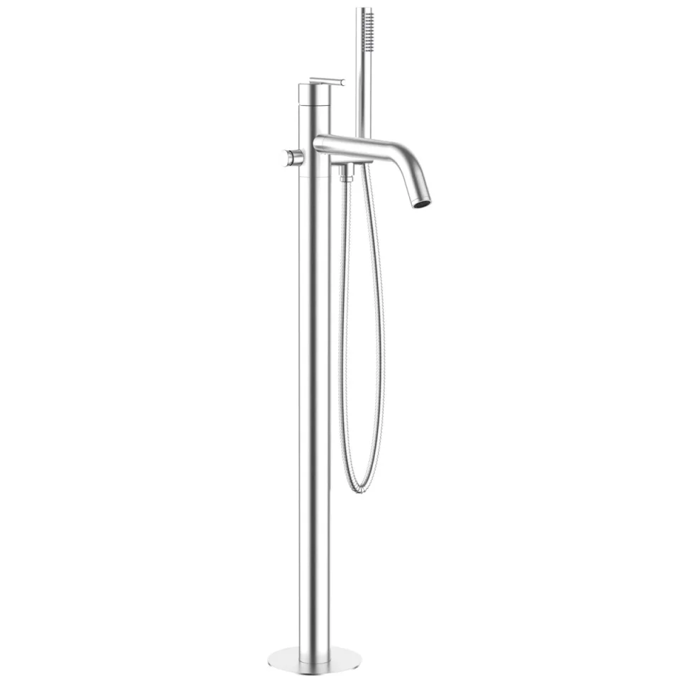 Crosswater 3ONE6 Lever Bath Floor Standing Filler Stainless Steel detail view - Image 1