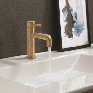 Crosswater 3ONE6 Lever Basin Side Deck Mixer 2 Handle Stainless Brushed Brass Effect