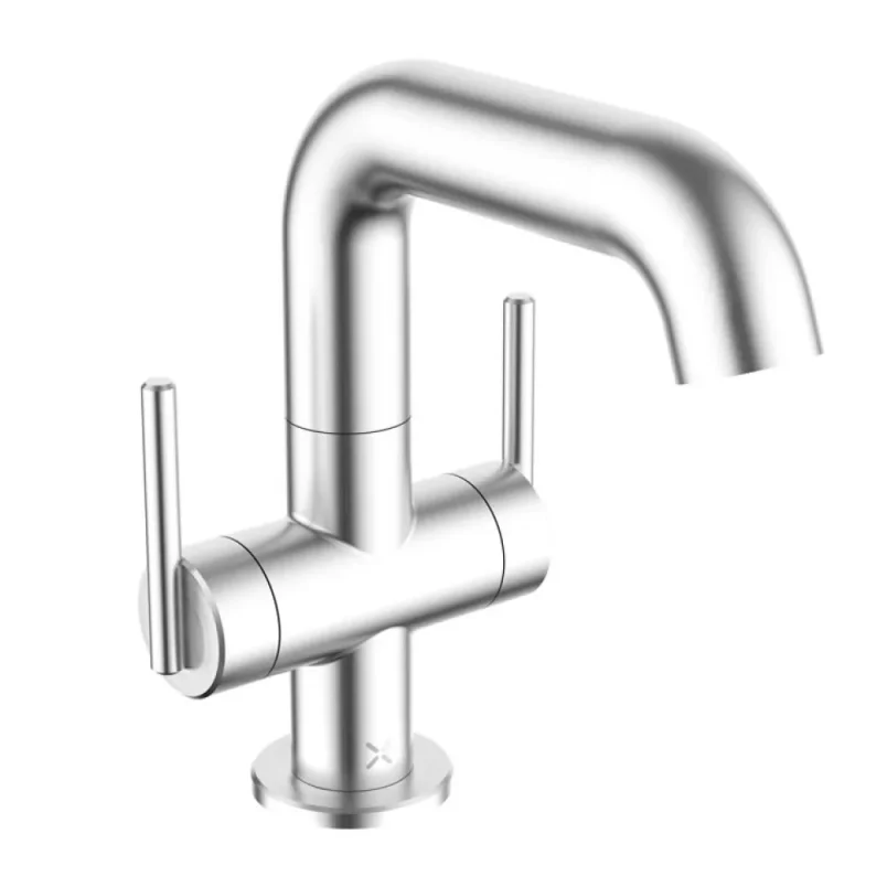 Crosswater 3ONE6 Lever Basin Side Deck Mixer 2 Handle Stainless Steel detail view - Image 1