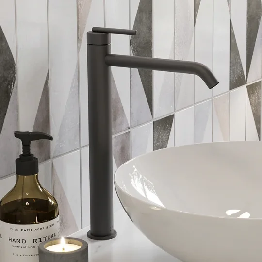 Crosswater 3ONE6 Lever Basin Tall Mono Stainless Slate detail view - Image 2
