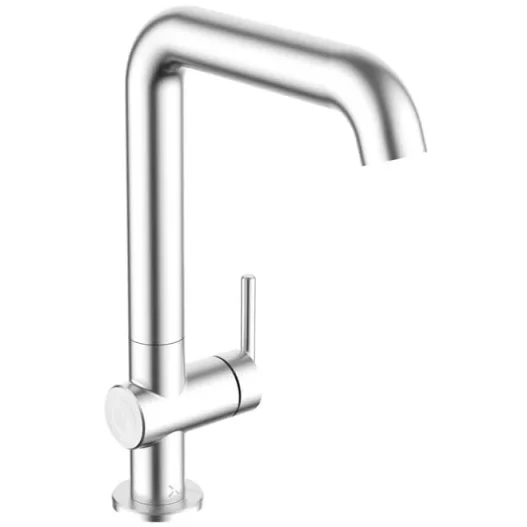 Crosswater 3ONE6 Lever Basin Tall Side Deck Mixer Stainless Steel detail view - Image 1