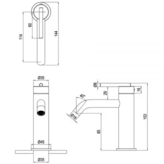 Crosswater 3ONE6 Lever Basin Mono Stainless Brushed Brass Effect detail view - Image 2