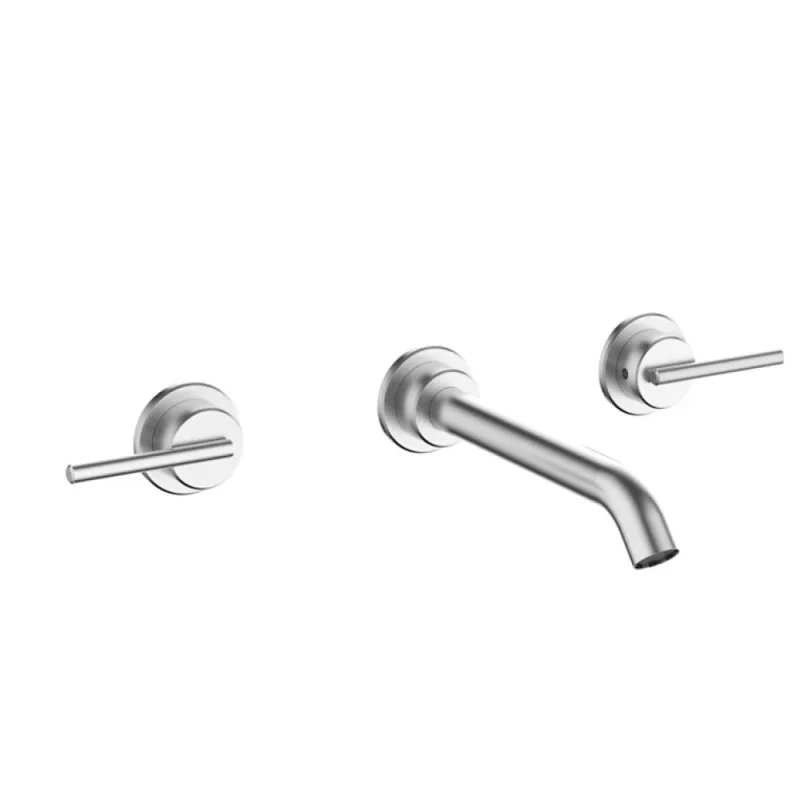 Crosswater 3ONE6 Lever Basin 3 Hole Set Wall Mounted Stainless Steel detail view - Image 1
