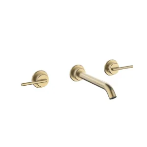 Crosswater 3ONE6 Lever Basin 3 Hole Set Wall Mounted Stainless Brushed Brass Effect