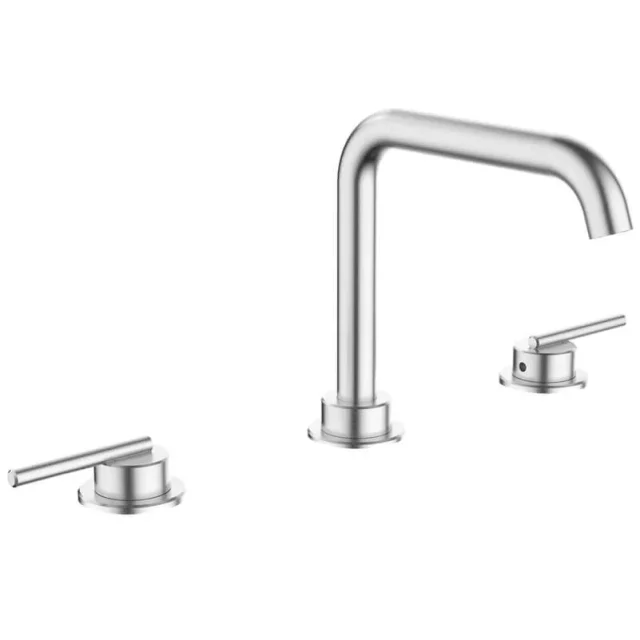 Crosswater 3ONE6 Lever Basin 3 Hole Set Deck Mounted Stainless Steel detail view - Image 1