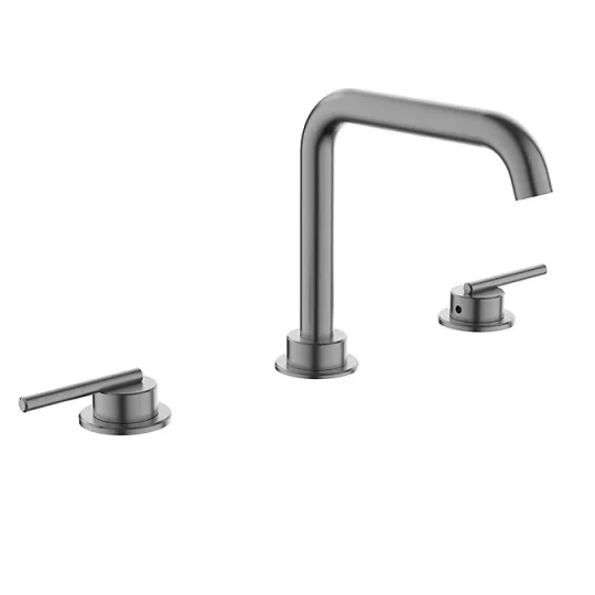 Crosswater 3ONE6 Lever Basin 3 Hole Set Deck Mounted Stainless Slate detail view - Image 1