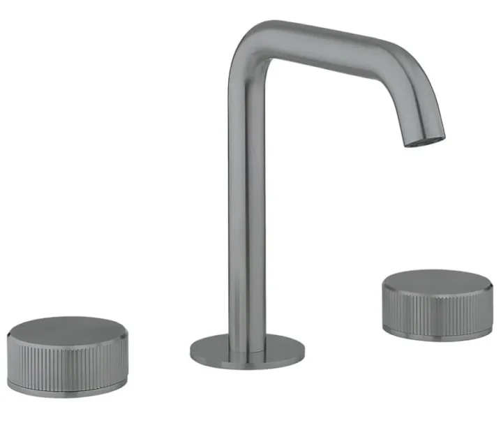 Crosswater 3ONE6 Basin 3 Hole Set Deck Mounted Stainless Slate detail view - Image 1