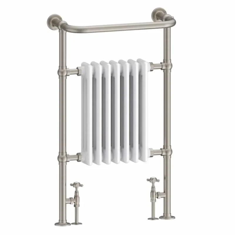 Burlington Trafalgar Brushed Nickel/white Towel Warmer detail view - Image 1